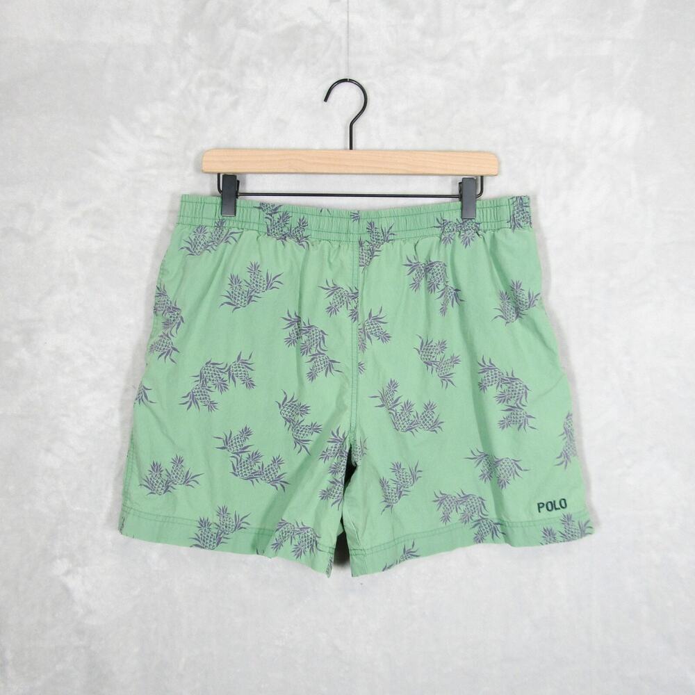 Polo Ralph Lauren Swim Trunks Men Xl Navy Board Short Lined Pineapples 6” Green